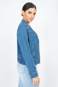 Long Sleeves Funnel Neck Denim Jackets