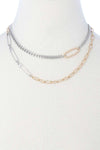 2 Layered Metal Clothing Pin Chain Multi Necklace