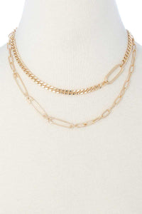 2 Layered Metal Clothing Pin Chain Multi Necklace