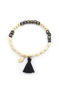 Pulsera de borlas con cuentas Be Strong Mama