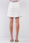 Snow-whine Striped High-waisted See-through Sheer Mesh Strips Cut-ins A-line Mini Skirt