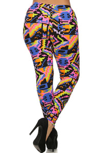 Leggings forrados con estampado tribal, cintura alta y talla grande