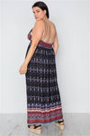 Vestido maxi boho con estampado de cachemira negro multicolor de talla grande