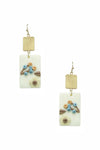 Clay Flower Rectangle Dangle Earring