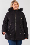 Plus Size Vegan Fur Double-sided Cotton Twill Parka & Puffer Jacket