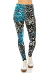 Legging de punto estampado multi forrado con bandas, estilo largo de yoga, con cintura alta