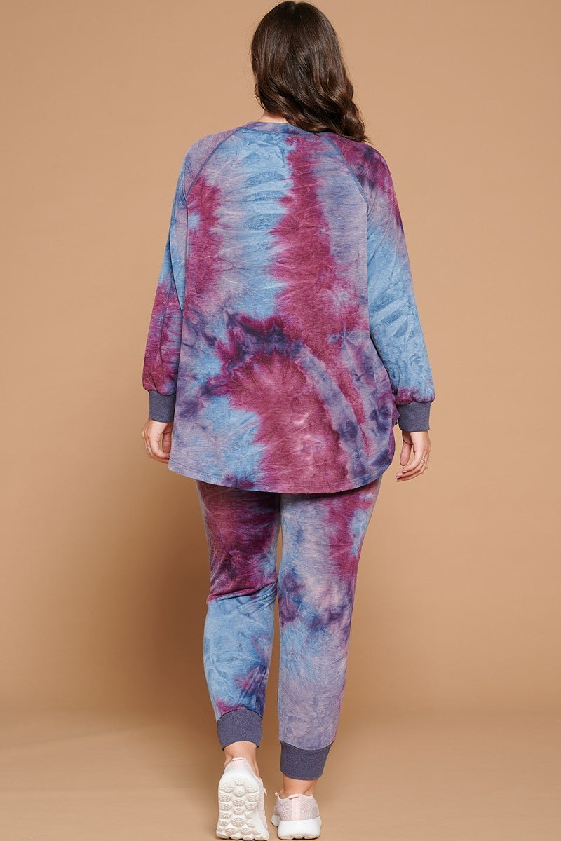 Tie-dye Printed French Terry Knit Loungewear Sets