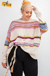 Plus Size Boho Patterned Knitted Sweater Pullover