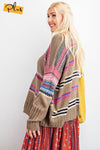 Plus Size Boho Patterned Knitted Sweater Pullover