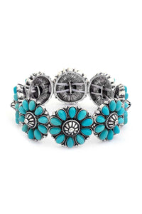 Pulsera Elástica de Diseño Floral en Piedra