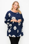 Floral, Bubble Sleeve Tunic Top