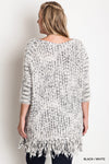 Chunky Knit Sweater Frayed Trim