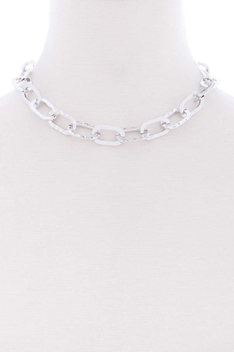 Flat Metal Chain Short Necklace