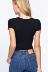 Short Sleeve V-neck Crop Top