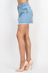 Distressed Frayed Hem Denim Skirt