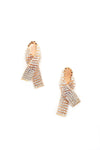 Rhinestone Awarness Bow Earring