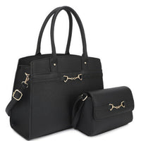 2in1 Matching Design Handle Satchel With Crossbody Bag