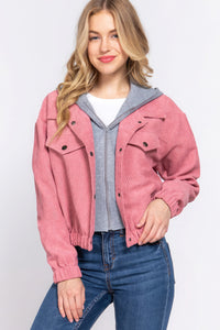 Chaqueta de corduroy con capucha de manga larga