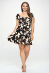 Plus Big Floral Front Tie Ruffle Mini Dress