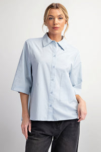 Half Slvs Stretch Poplin Button Down Shirt