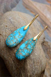 Handmade Teardrop Shape Natural Stone Dangle Earrings