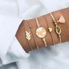 5 Piece Pink Global Tassell Bracelet Set 18K Rose Gold Plated Bracelet in 18K Rose Gold Plated