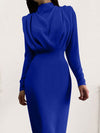 Ruched Turtleneck Long Sleeve Dress