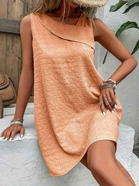 Asymmetrical Neck Sleeveless Dress