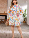 Plus Size Round Neck Lantern Sleeve Dress